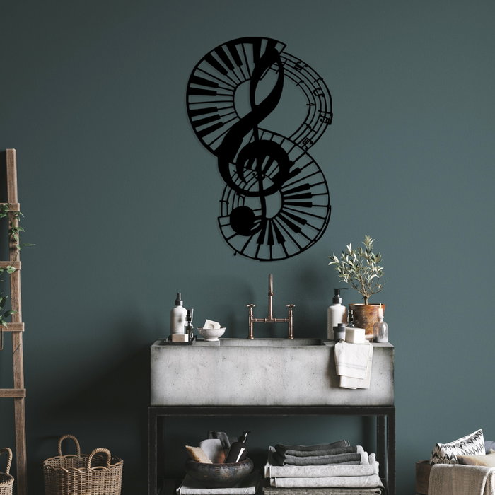 Wallity Musical 4 Escultura de pared de metal negra